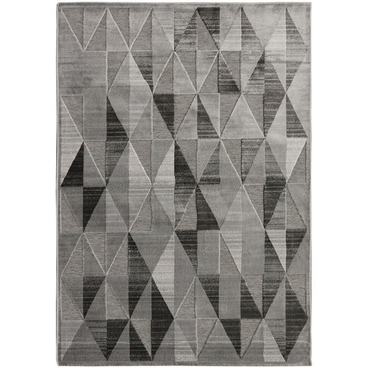 Tapete Alice Triângulos Retangular Veludo (240x340) Cinza