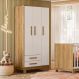 Guarda-Roupa 3 Portas 2 Gavetas Luar Freijo Toq/Branco Acetinado