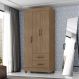 Guarda Roupa Solteiro com 3 Portas Vidigal Carvalho Oak