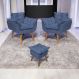 Kit 2 Poltronas Decorativas Para Sala Recepção Manicure ePuff Decorativo Para Quarto Penteadeira Suede Azul Marinho