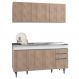 Armário Aéreo Argélia e Balcão Gabinete com Pia Inox Marrocos 150cm Branco/Castanho - Lumil