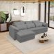Sofá Retrátil Manual Sala de Estar Nolan Bipartido 297cm Conforto Premium em Couro Cinza G58 - Gran Belo