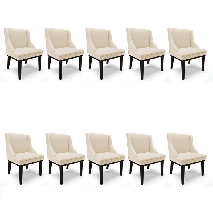 Kit 10 Cadeiras de Jantar Liz Corino Base Fixa Madeira Preto - D'Rossi