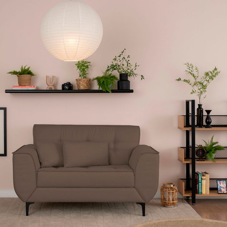 Sofá 2 Lugares Piacenza Linho Marrom 152 Cm