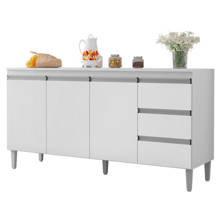 Balcão Pia Andréia 150cm Branco com Tampo MDP - AJL Móveis