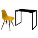 Mesa Escrivaninha Fit Industrial 90cm Preto e Cadeira Charles Design FT1 Amarela - Mpozenato