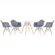 Mesa redonda Eames 70 cm + 4 cadeiras Eiffel DAW Mesa branco com cadeiras cinza escuro