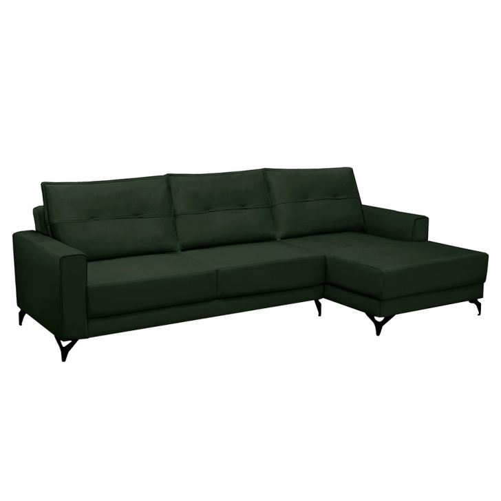 Image of Sofá 4 Lugares Heros Com Chaise Direito Veludo Verde PLA-FE691UP78DZLMOB