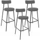 Kit 03 Banquetas Altas Cozinha Bar Sala De Jantar Em Aço Milão L02 Suede Cinza - Lyam Decor