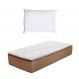 Colchão Solteiro King Brilhante Mola Ensacada (34x96x203) Marrom e Bege com Travesseiro Guldi Soft Nasa Branco