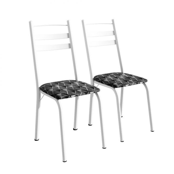 Conjunto com 2 Cadeiras Peters Revestimento Sintético Silver e Branco