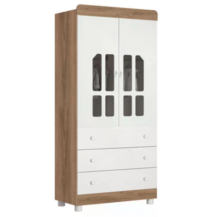 Guarda Roupa Infantil Katatau 2 Portas Branco/Mezzo - Reller Móveis