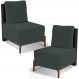 Kit 02 Poltronas Decorativas Sala de Estar Living Hungria L02 Couríssimo Preto Suede Verde Musgo - Lyam