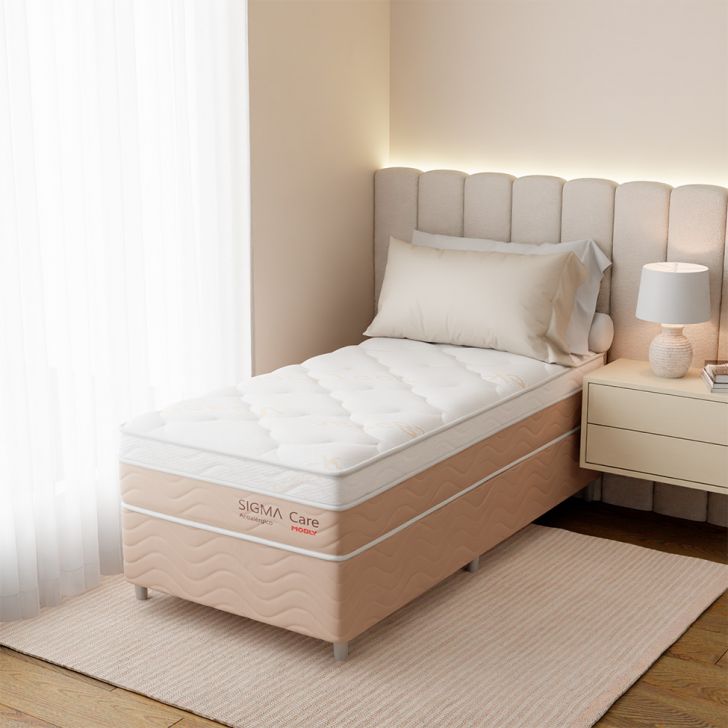 Cama Box Com Colchão Solteirão Sigma Care Antialérgico (23x96x203)