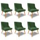 Kit 6 Cadeiras Decorativas Sala de Jantar Pés Palito de Madeira Firenze Suede Verde Esmeralda/Natural G19 - Gran Belo