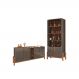 Conjunto Buffet 190 e Cristaleira Perry Cinza Perola Cedro