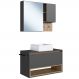 Conjunto Armario e Gabinete 80cm Com Cuba Mel Grafite PRODDY