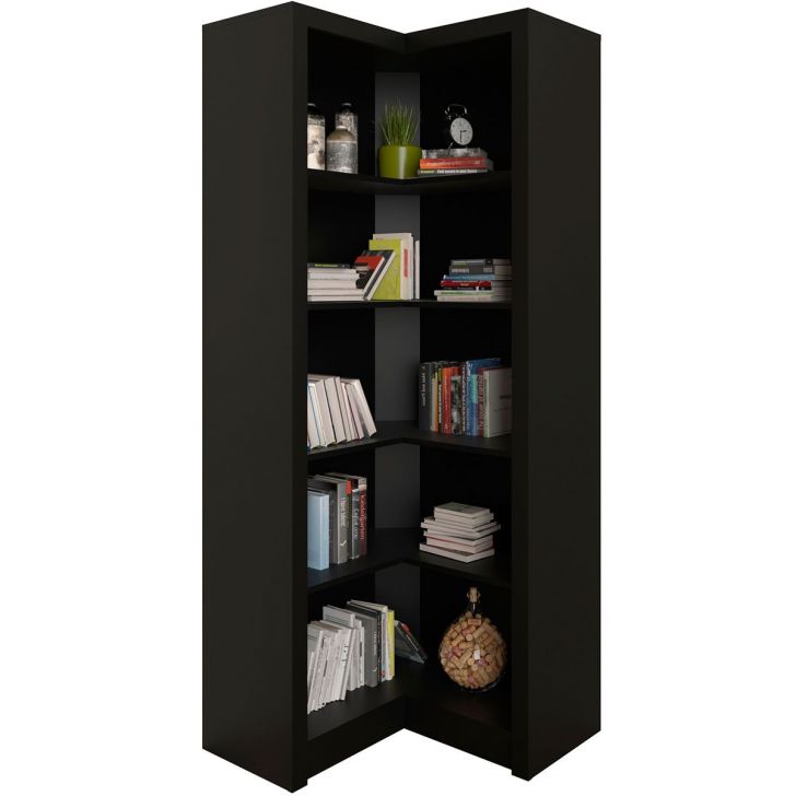 Estante Armário de Canto Aberto p/ Escritório 5 Prateleiras Preto