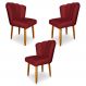 Kit 3 Cadeiras de Jantar Pétala Estofada Pés Palito Veludo Vermelho - Montanaris Decor