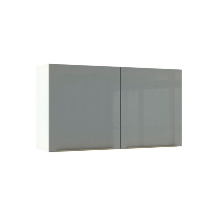 Armário Aéreo Madesa Lux 120 cm 2 Portas - Branco/Cinza