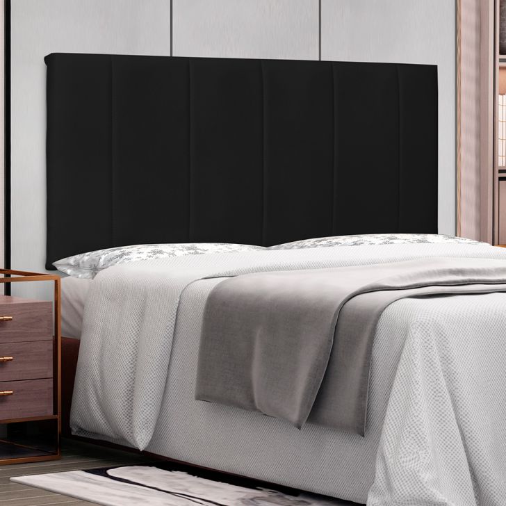 Painel para Cama Box Queen Ravenna Poliuretano Preto