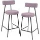 Kit 02 Banquetas Baixa Bar Cozinha Sala De Jantar Em Aço Milão L02 Suede Rosê - Lyam Decor
