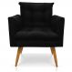 Poltrona Olivia Suede Preto Pés Palito Castanho - Pallazio