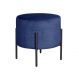 Puff Banqueta Redondo Decorativo Carol Braço De Ferro Preto - Suede Azul Marinho