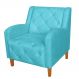 Poltrona Decorativa Munique Pés Trapézio Suede Azul Turquesa - DS Estofados