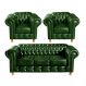 Conjunto Sofá 3 Lugares Chesterfield Capitonê E 2 Poltronas Luís Xv - Couríssimo Verde