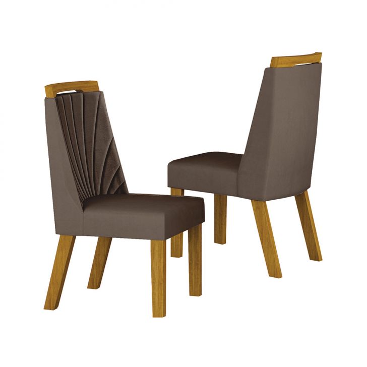 Conjunto com 2 Cadeiras Liz Camurça Marrom e Freijó