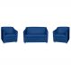 Kit 01 Namoradeira mais 02 Poltrona Decorativa Tilla Pés Cromados Suede Azul Marinho - DS Estofados