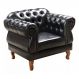 Poltrona Chesterfield Duquesa Vintage Retrô Capitonê Couro Preto