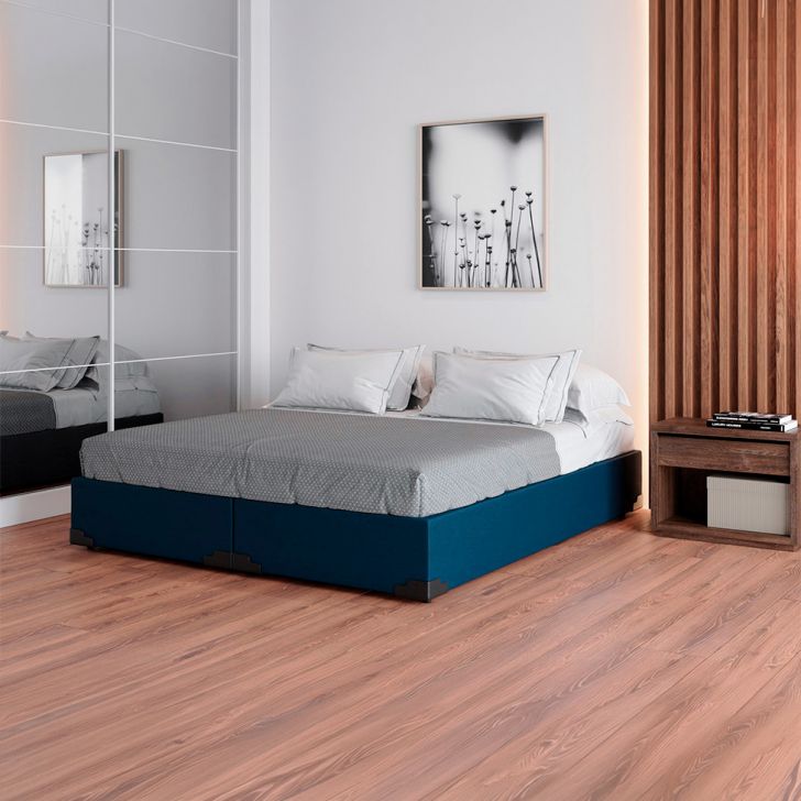 Base Para Cama Box King Joe (36x193x203 ) Linho Azul Marinho