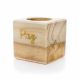 Porta Vela quadrado de Natal Paz em Madeira e Dourado 7 cm - D'Rossi
