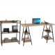 Kit Mesa Cavalete 150 cm com Estante 3 Prateleiras Estilo Industrial Form C01 Carvalho - Lyam Decor