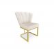 Cadeira de Jantar Pétala Base Metal Gold Veludo Bege - Montanaris Decor