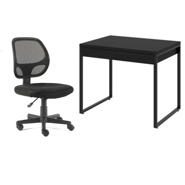 Conjunto de Mesa Kuadra 2 GV com Cadeira de Escritório Secretária Giratória Oxford Preta