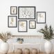 Kit 6 Quadros Suaves Flores Branco Com Dourado