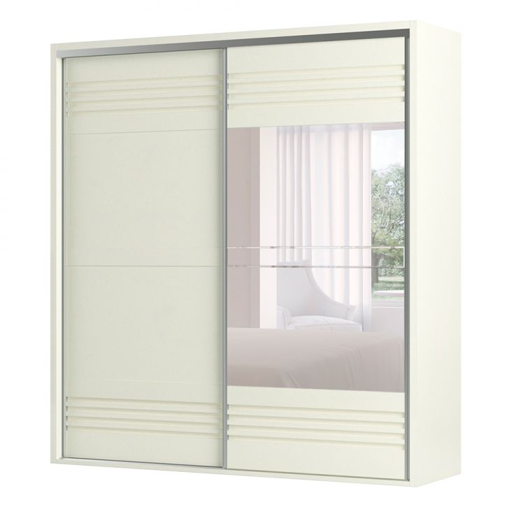 Guarda-roupa Casal Com Espelho Caribe 2 Portas 2 Gavetas Off White 229 Cm