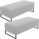 Kit 02 Puffs Decorativo Sala de Estar Bali W01 Base Ferro 120x50 cm Bouclê Cinza - Lyam Decor