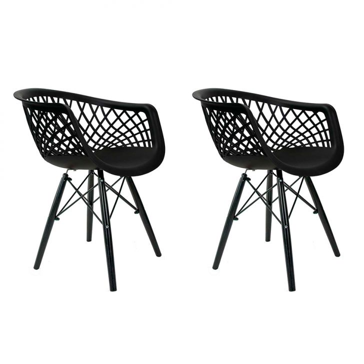 Conjunto com 2 Cadeiras de Jantar Web Preto