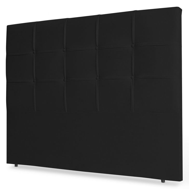Cabeceira Estofada Cama Box Casal Queen Size Fiorella 160cm Suede Preto - Desk Design