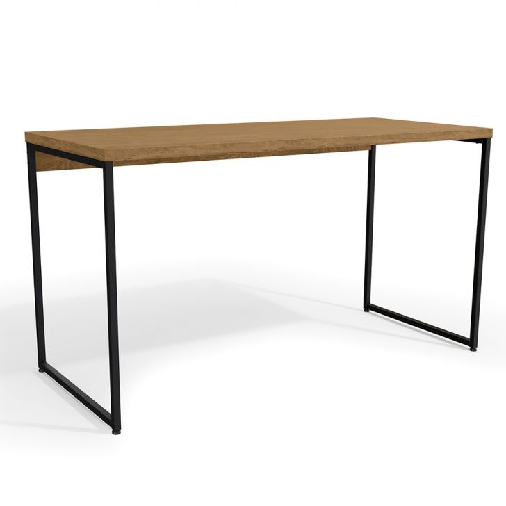 Mesa De Escritório Clécio Industrial Freijó E Preta 136 Cm