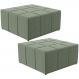 Kit 02 Puffs Decorativo Para Sala de Estar Quadrado Milano 90x90cm W01 Bouclê Oliva - Lyam Decor