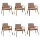 Kit 6 Cadeiras Decorativa Sala de Jantar Sidnei Linho Bege G17 - Gran Belo