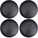 Kit 04 Assentos Redondo Banqueta Cadeira Estofados Poltronas H02 Corino Preto 35 cm - Lyam Decor