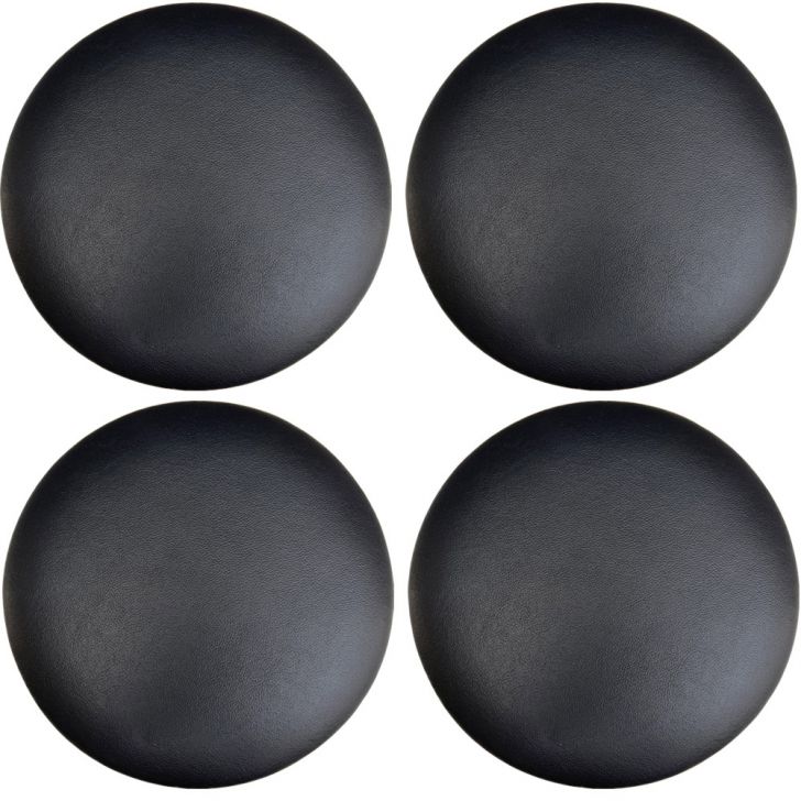 Kit 04 Assentos Redondo Banqueta Cadeira Estofados Poltronas H02 Corino Preto 35 cm - Lyam Decor
