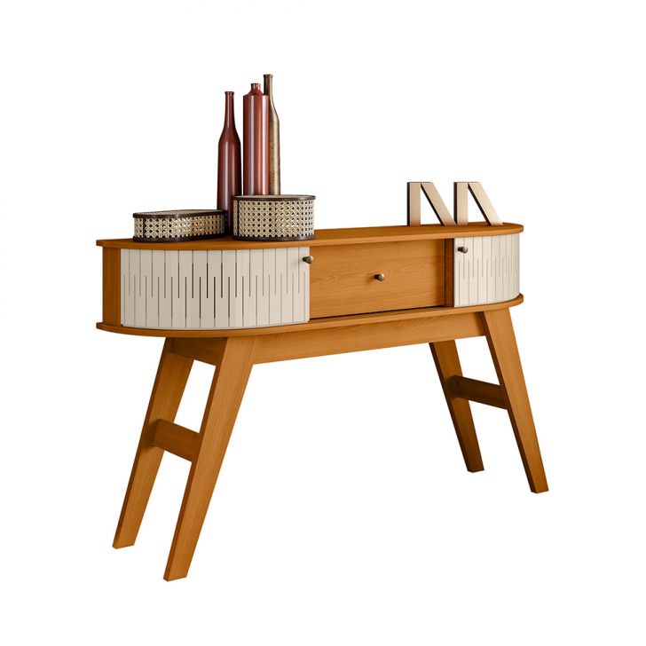 Aparador Estoril 1 Porta 2 Gavetas Cinamomo e Off White