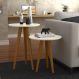 Conjunto 2 Mesas 4202 Pés Palito Ofertamo Sala Off White